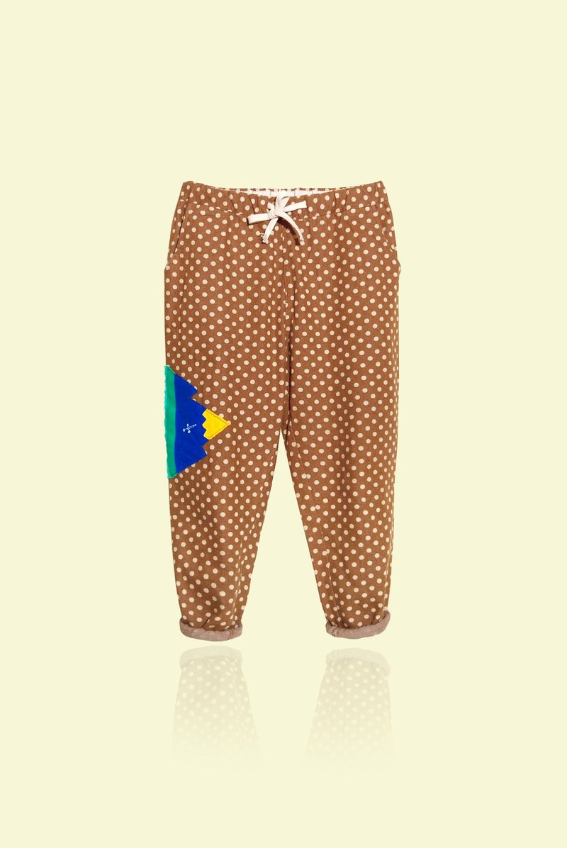 【最后一件】无辜歪头山先生／咖啡牛奶点点宽宽裤 - 女装长裤 - 其他材质 金色