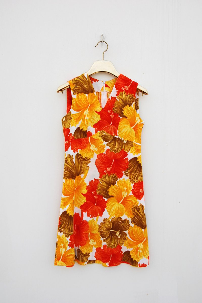 古着印花洋装 - 洋装/连衣裙 - 其他材质 