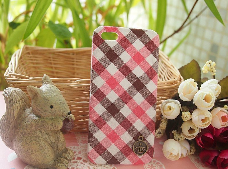 布艺 粉色格子手机壳 保护壳 Apple Iphone 5 s iPhone5s 4s 6 plus Samsung Galaxy S7 S6 S5 S4 Note7 Note5 Note 4 3 2 - 手机壳/手机套 - 其他材质 粉红色