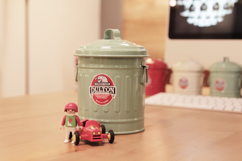 〔Dulton〕1L(草绿色) 复古工业风 金属造型收纳桶/垃圾桶 - 收纳用品 - 其他金属 绿色