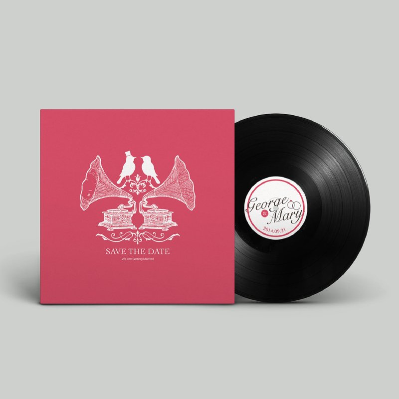 Tequila原创设计 黑胶婚卡(20入) 1:1真实黑胶 - 卡片/明信片 - 纸 红色