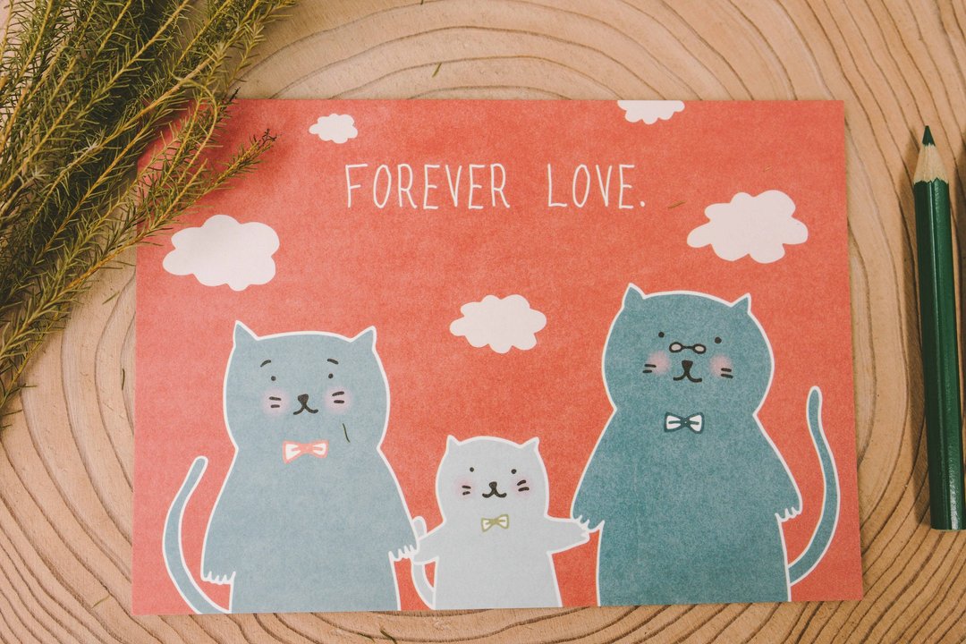 明信片-Forever Love - 卡片/明信片 - 纸 红色