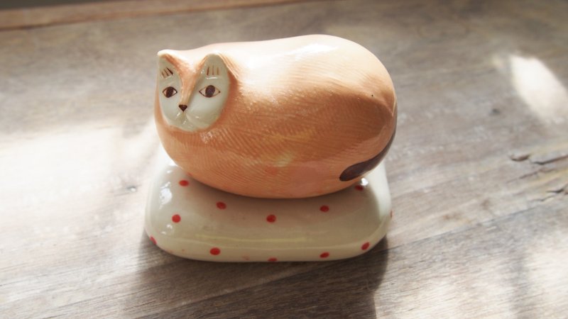 小猫咪陶瓷小花瓶 / 装饰品 / 生日礼物 2 - 摆饰 - 瓷 橘色