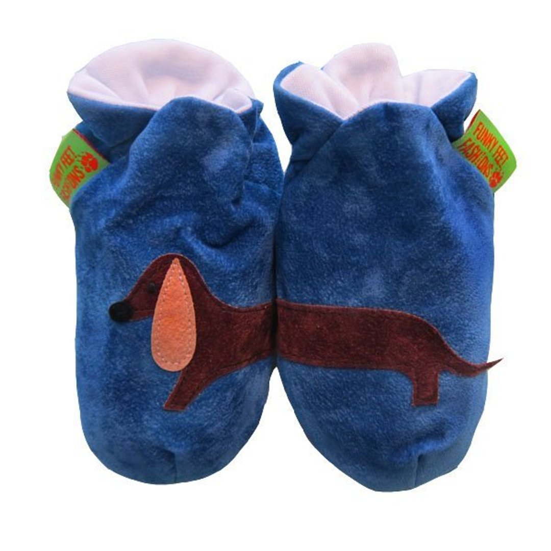 ★定制化★【英国手工鞋FunkyFeet Fashions】蓝色腊肠狗学步鞋0-24M(NT$1750)/ 2-7Y(NT$1950) - 童装鞋 - 其他材质 蓝色