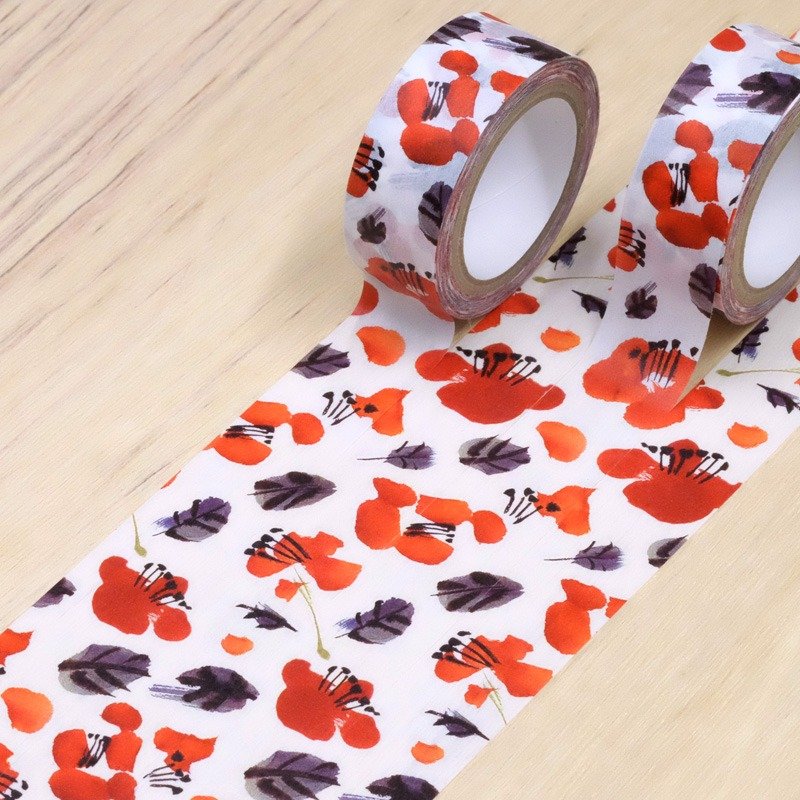 TAISO 复古红花纸胶带 - 纸胶带 - 纸 