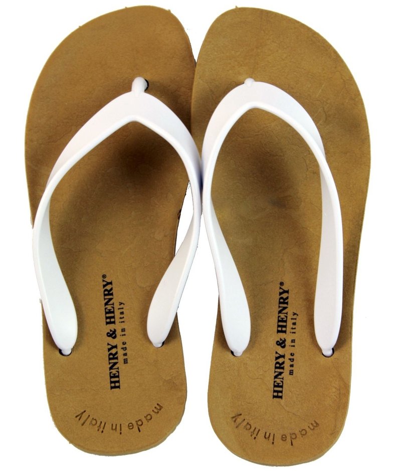 [SUSS] 意大利进口HENRY ＆ HENRY GQ杂志推荐 夹脚拖鞋/凉鞋/海滩鞋/人字拖(浅褐底白边)-45/46 - 男女凉鞋 - 塑料 金色
