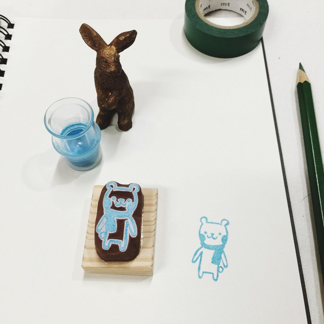 Deerday手刻章 北极熊 - 印章/印台 - 橡胶 蓝色