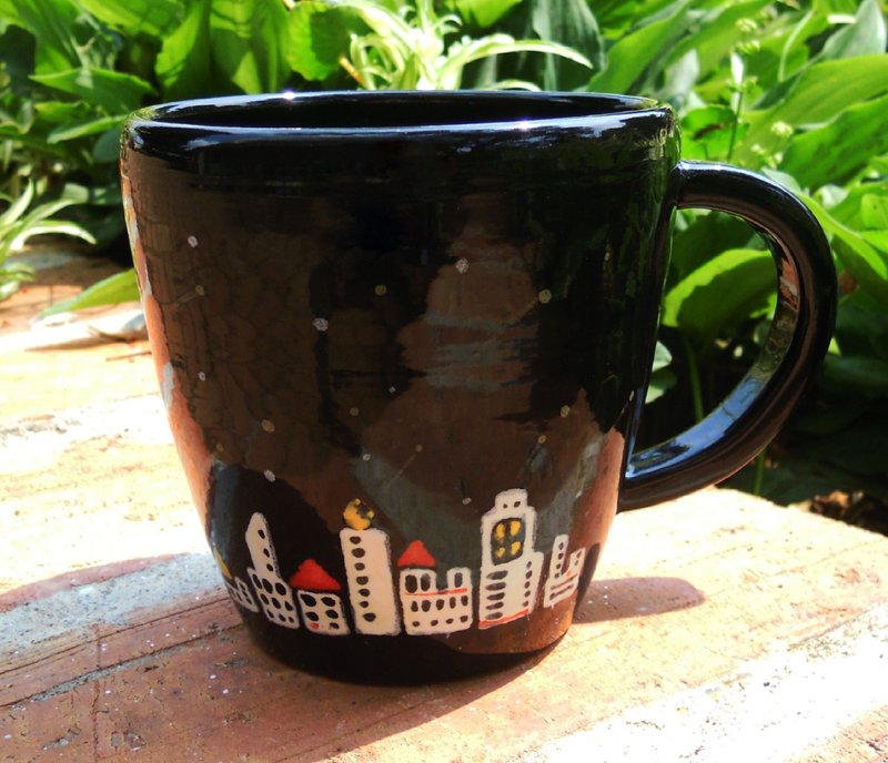 黑夜马克杯 - 咖啡杯/马克杯 - 其他材质 黑色