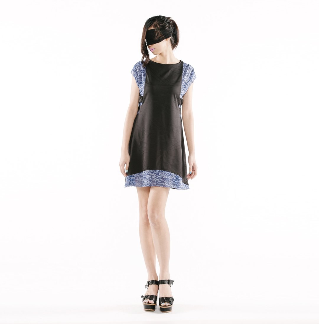 【Dress】侧边弧线洋装 < 黑+紫/ 灰+蓝 x 2色> - 洋装/连衣裙 - 其他材质 多色