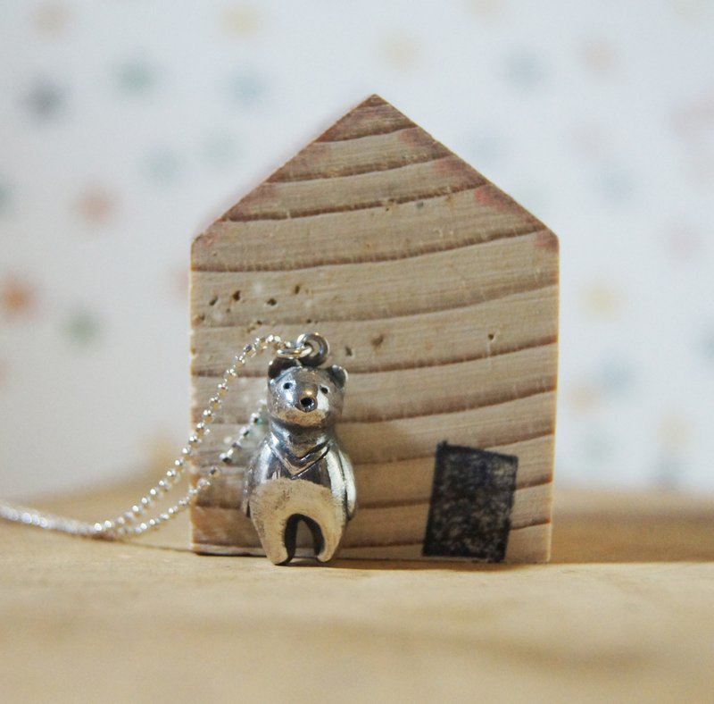 || 台湾黑熊V || 纯银手作项链 - 项链 - 其他金属 银色