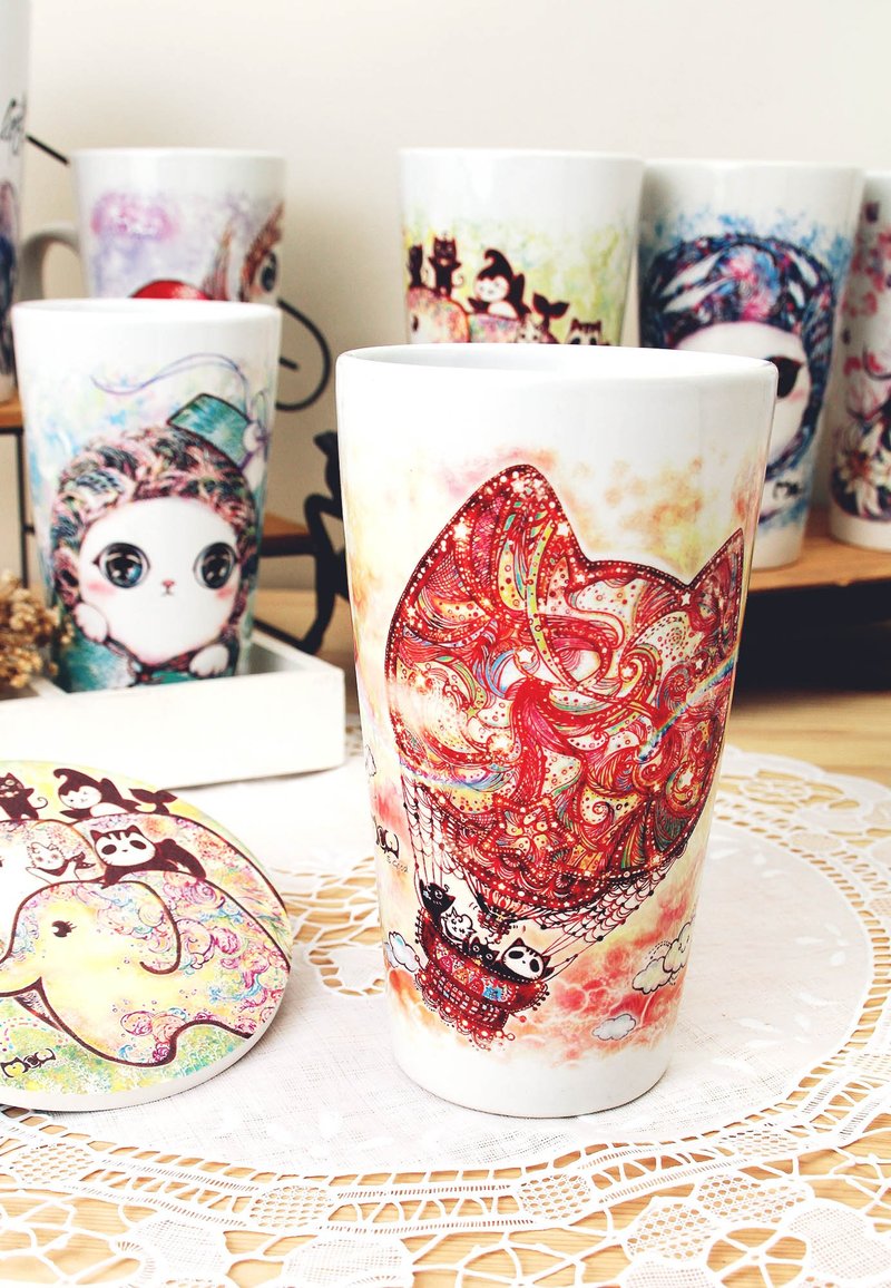 好喵大容量拿铁杯-猫咪热气球 - 咖啡杯/马克杯 - 其他材质 
