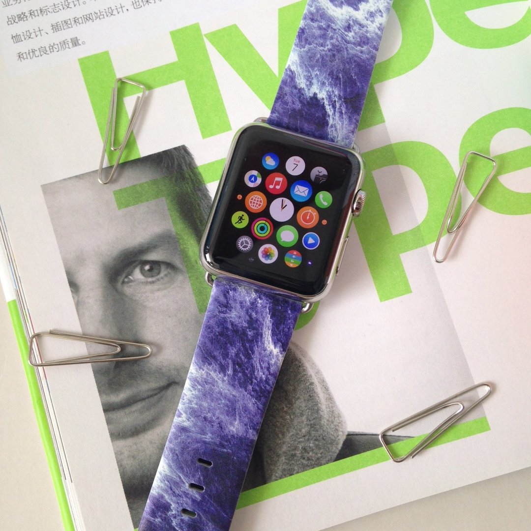Apple Watch Series 1 - 5 蓝色大理石皮表带 38 40 42 44 mm  4 - 其他 - 真皮 