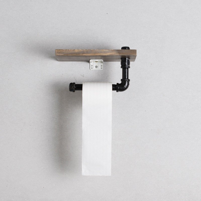 水管卷筒卫生纸架/实木置物架/毛巾架收纳 - 卫浴用品 - 其他金属 黑色