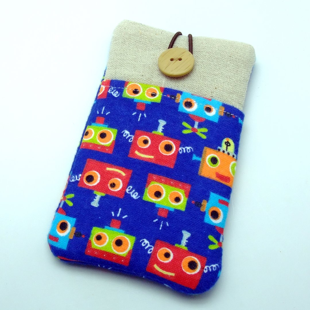 iPhone sleeve, Samsung Galaxy S8, Galaxy Note 8 pouch cover 自家制手提电话包, 手机布袋，布套 ，(可量身订制) - 机器人 (P-17) - 手机壳/手机套 - 棉 多色