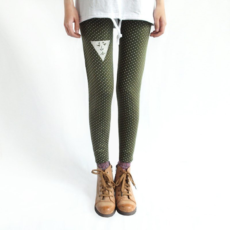 【M0301】HEY SUN独立手作品牌· 你的不耐烦可以借由衣服无声抗议内搭裤/墨绿 - 女装长裤 - 其他材质 绿色