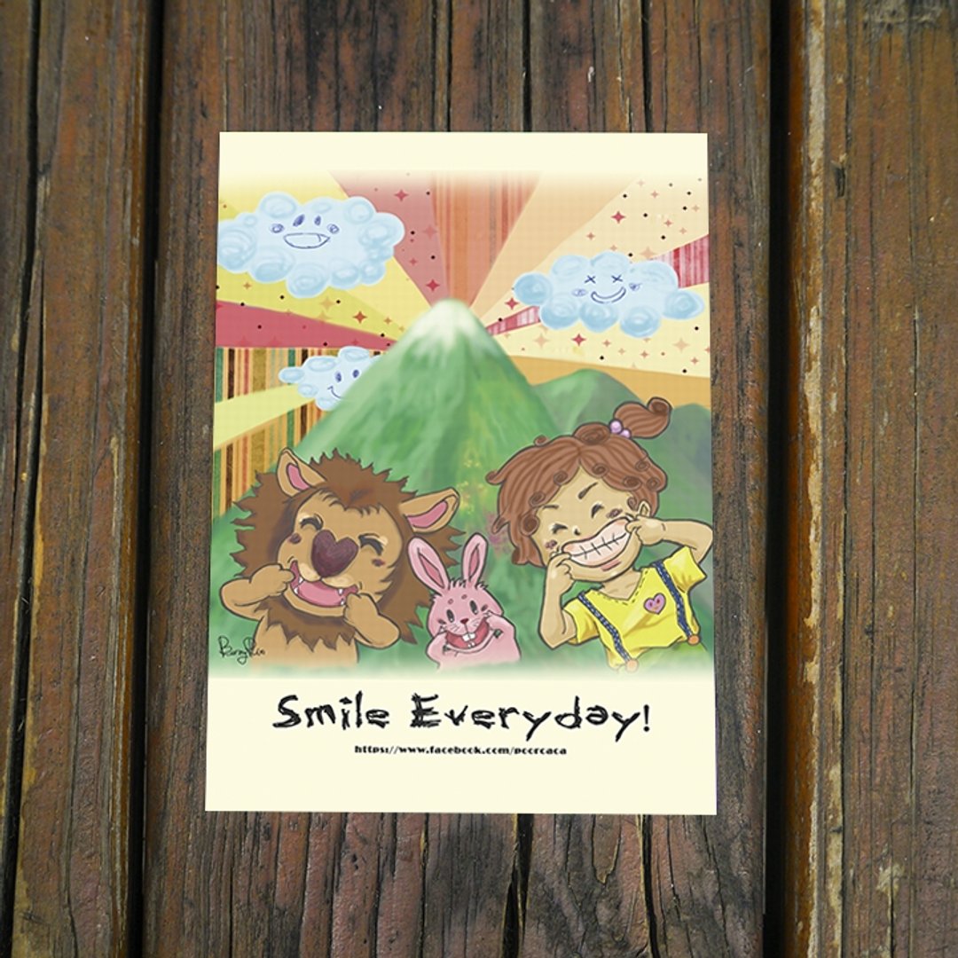 【明信片】Smile Everyday  *正面能量 - 卡片/明信片 - 纸 橘色