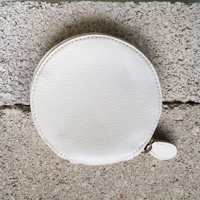 玩味生活体验  白 圆形 几何 型格 可插卡 真皮零钱包 - 零钱包 - 真皮 白色