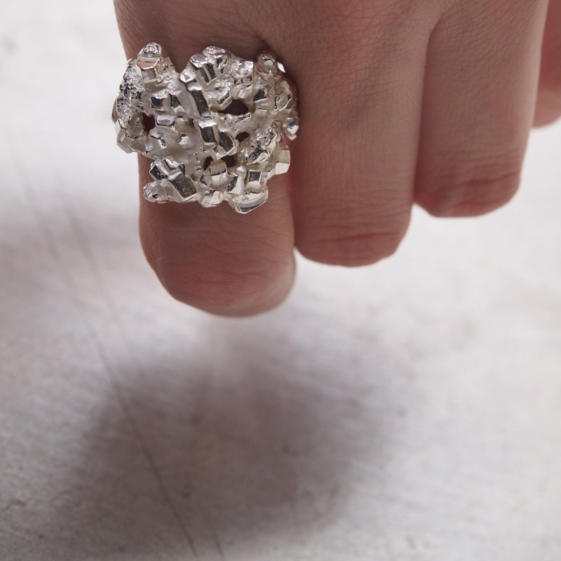 Mineral Specimens【方晶矿石戒指#3】 - 戒指 - 其他金属 灰色