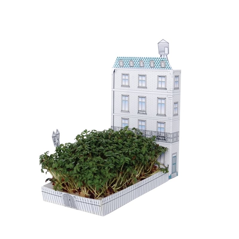 火柴盒花园－英式住宅（蓝色屋顶） - 卡片/明信片 - 纸 蓝色