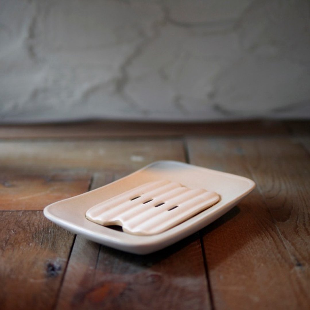 肥皂碟-肥皂盘-摆渡皂碟(仿古白)/Soap Dish(Light blue and gray)-手舞作 - 卫浴用品 - 其他材质 白色