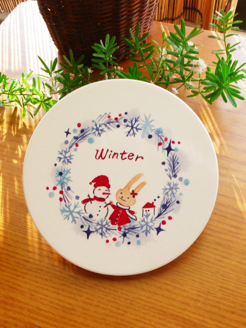 小雪花圈 陶瓷吸水杯垫 - 杯垫 - 其他材质 蓝色