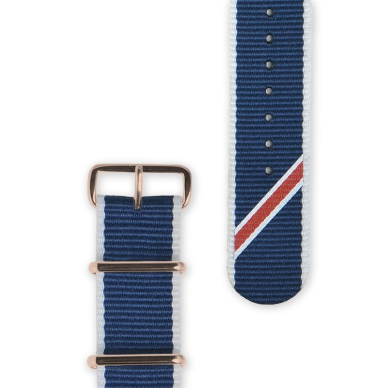 HYPERGRAND - Straight Jacquard Blue Strap 20mm蓝斜纹表带(玫瑰金扣) - 女表 - 其他材质 蓝色