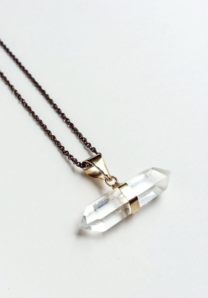 LIBERTY 天然双尖水晶坠链 - 项链 - 宝石 金色