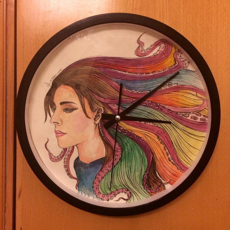 BatearsWorld 水彩手绘 时钟 - 时钟/闹钟 - 纸 白色