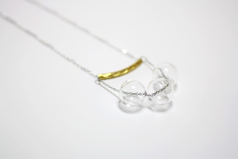 Crystal World 手工玻璃球黄铜不锈钢项链 - 锁骨链 - 玻璃 金色