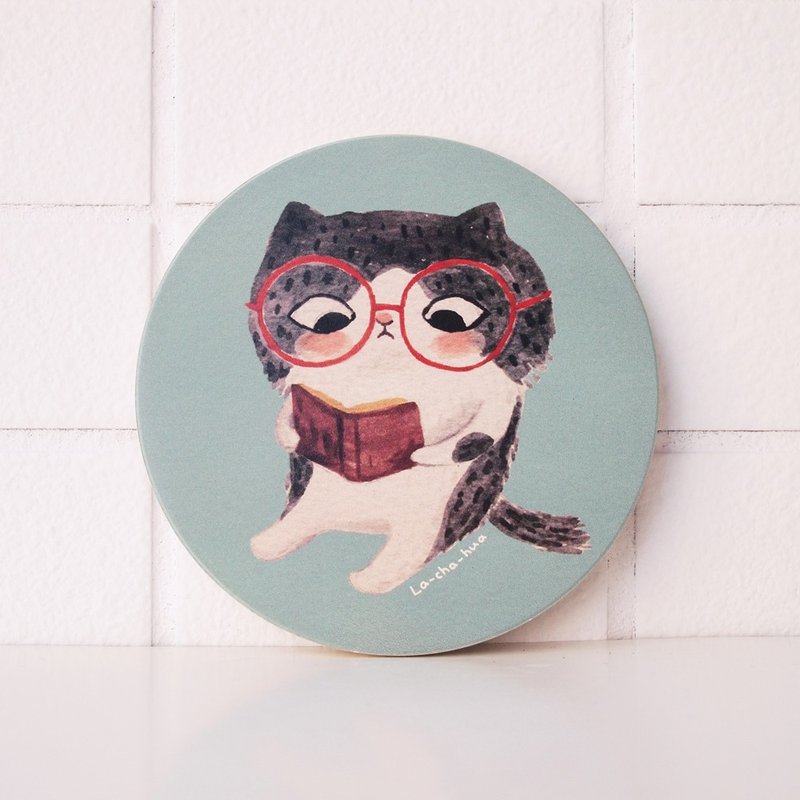 陶瓷吸水杯垫-拉拉看书 - 花瓶/陶器 - 其他材质 蓝色