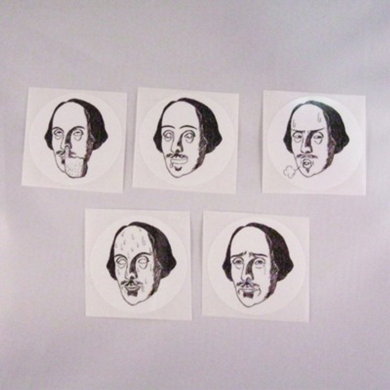 【莎士比亚先生】贴纸组A款(5张不同) - 贴纸 - 纸 白色