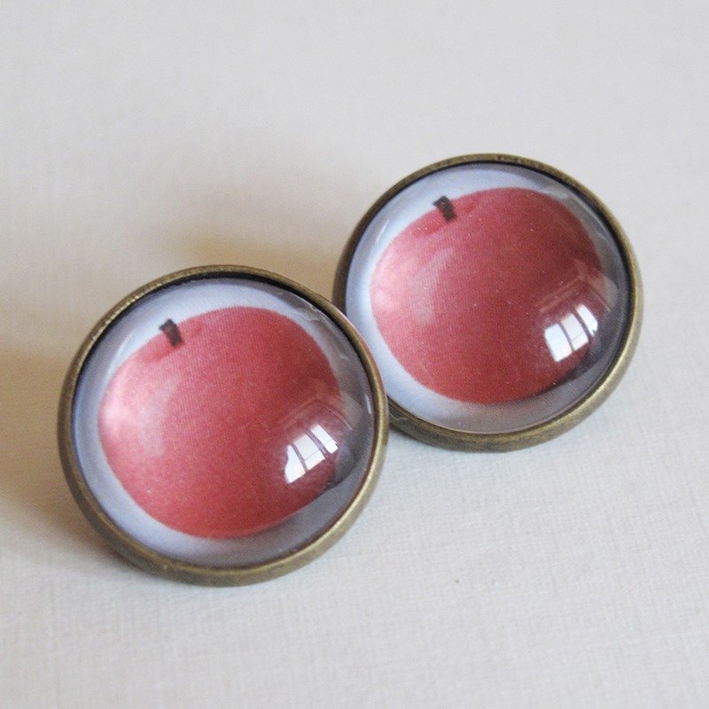 圆形耳夹耳针 - 小苹果 - 耳环/耳夹 - 其他金属 粉红色