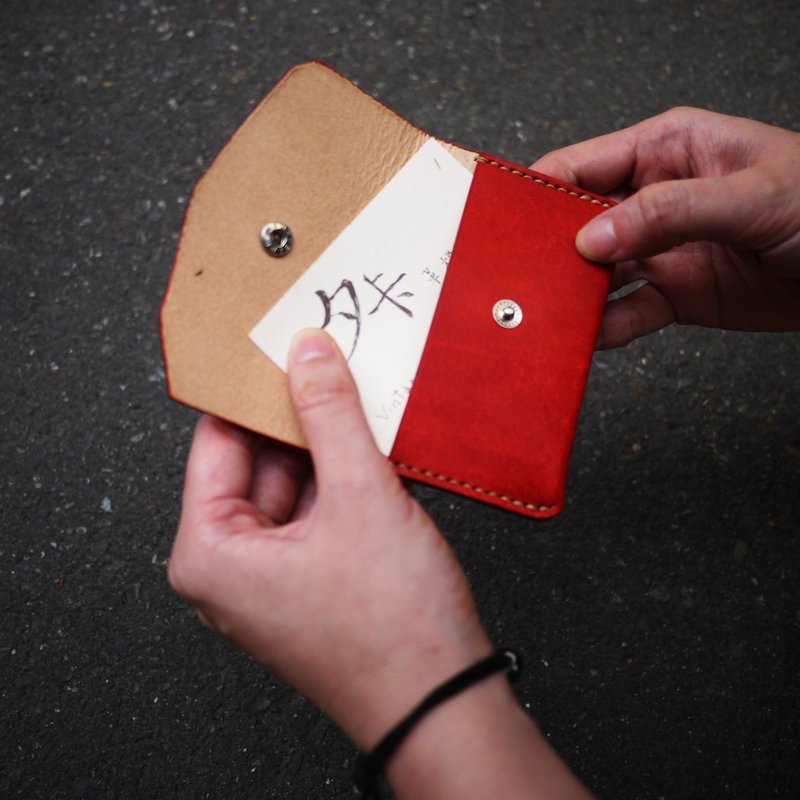 亥卡 HIKER / 手制革物_意大利植鞣革_单开名片夹 - 名片夹/名片盒 - 真皮 红色