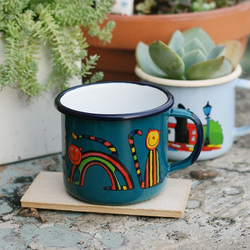 Smaltum布拉格 珐琅杯 曲线喵咪_蓝绿(350ml)〈FDN000173〉 - 咖啡杯/马克杯 - 珐琅 蓝色