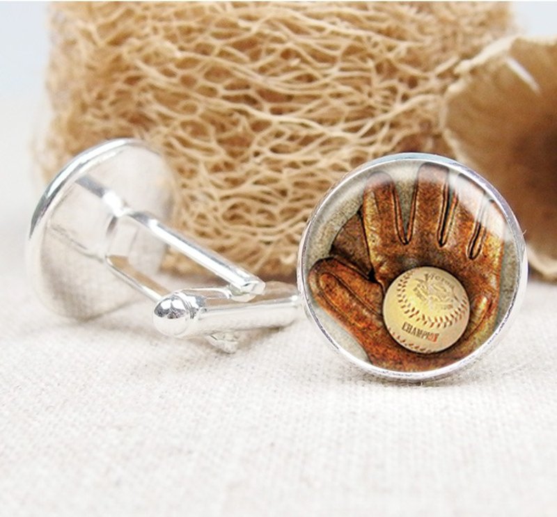 棒球 - 袖扣/衬衫配件/生日礼物【Special U Design】 - 袖扣 - 其他金属 咖啡色
