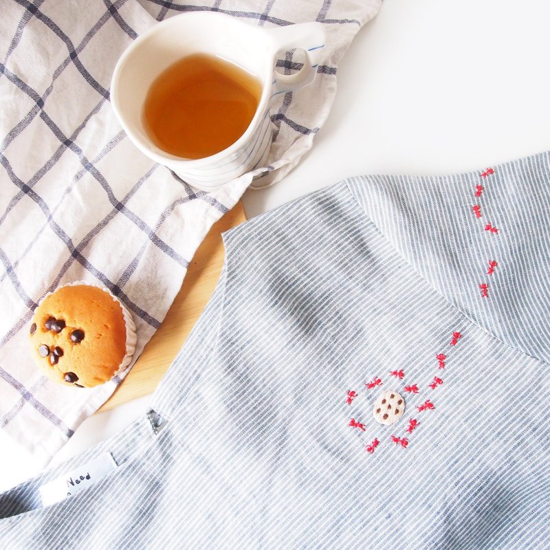 爱吃饼干的蚂蚁 长袖上衣 - Cookie Top - 女装上衣 - 绣线 灰色