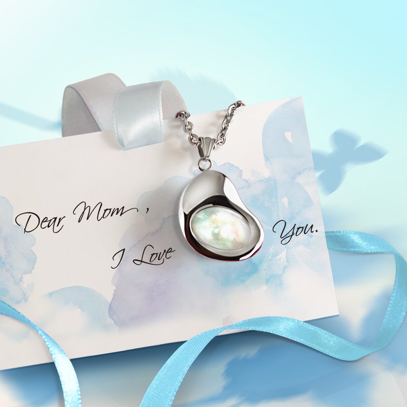 金点设计奖【纯真 Pure】 珍珠母贝316L白钢项链 - 项链 - 其他金属 灰色