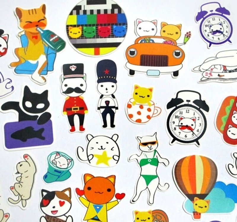 ▲时髦猫咪手绘贴纸组 ( 28入 - 小款 ) - 贴纸 - 纸 红色