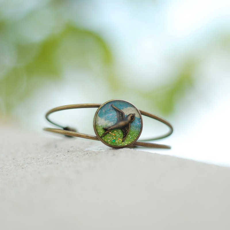 蓝天 晴空 燕子手镯 - 手链/手环 - 其他金属 蓝色