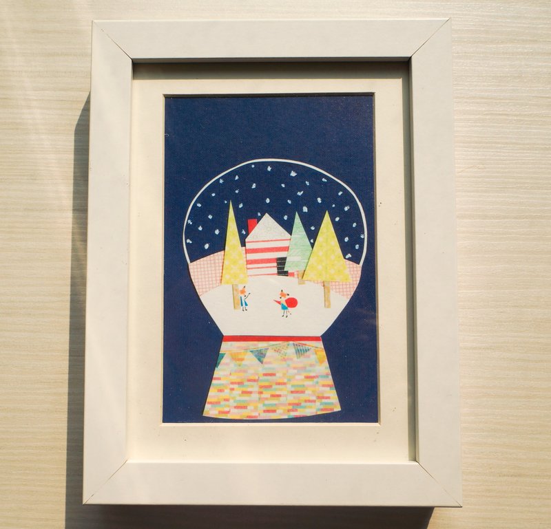 圣诞节 明信片 纸胶带 手绘 在狐狸村水晶球过圣诞节 - 卡片/明信片 - 纸 蓝色