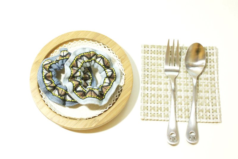 牛仔织带大肠发圈--胶卷底片 - 发饰 - 棉．麻 蓝色