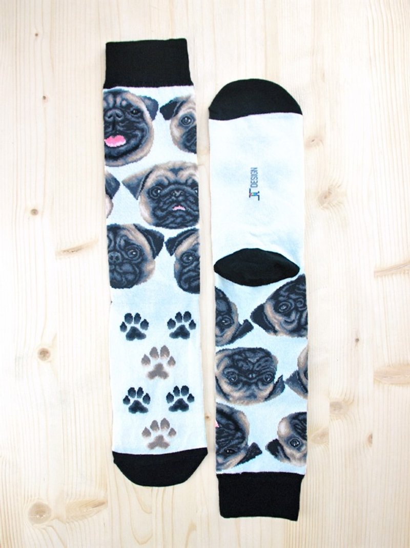 JHJ Design 加拿大品牌 高彩度针织棉袜 狗狗系列- 巴戈袜子(针织棉袜) - 袜子 - 其他材质 白色