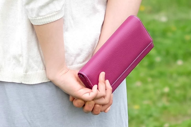 日本制【MODE 长夹】革职人 软牛皮 5色展开 YKK拉链 零钱袋 16卡夹层 ( 女夹 圣诞节 情人节 礼物) - 皮夹/钱包 - 真皮 橘色