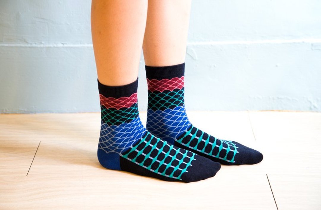 蓝腹鹇_台湾保育动物_NAKID SOCKS_袜子_短袜 - 袜子 - 其他材质 蓝色