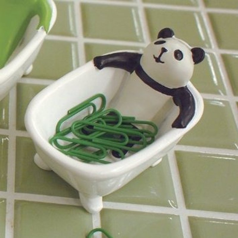 おふろこもの入れ“パンダ/PANDA”疗愈系 熊猫泡汤小物置放器 - 收纳用品 - 其他材质 白色