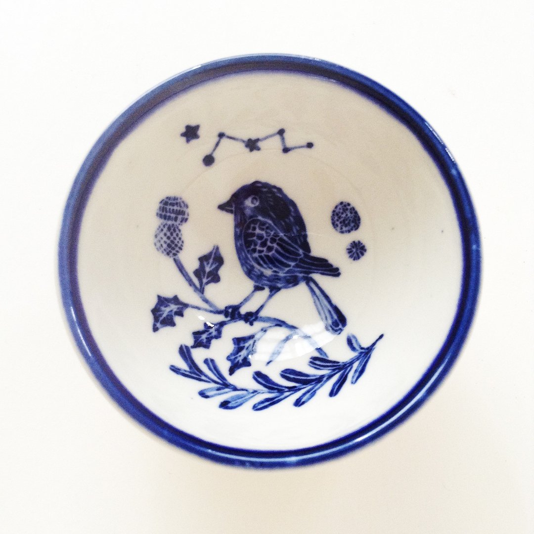 手绘小茶杯-蓝色小鸟与星星 - 茶具/茶杯 - 瓷 蓝色