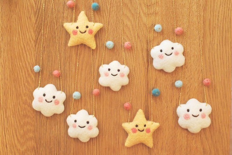 *Mori Shu*手作羊毛毡-闪闪亮星星长项链 - 项链 - 羊毛 黄色