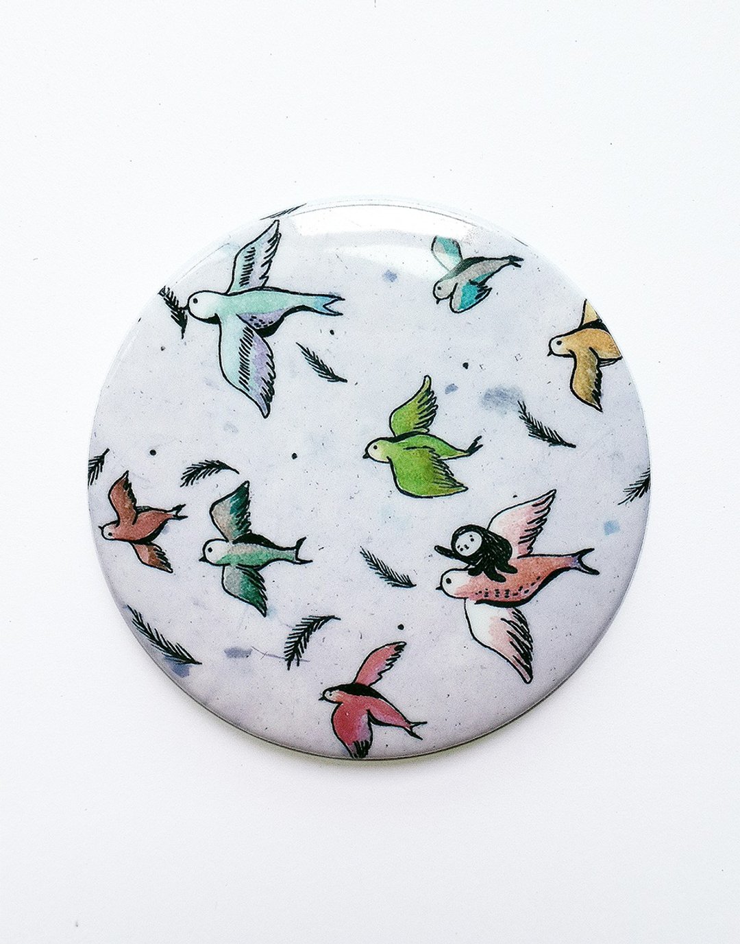猫王不讨喜 彩色插画大徽章／黑衣人与飞翔的燕子／58mm／ - 徽章/别针 - 塑料 