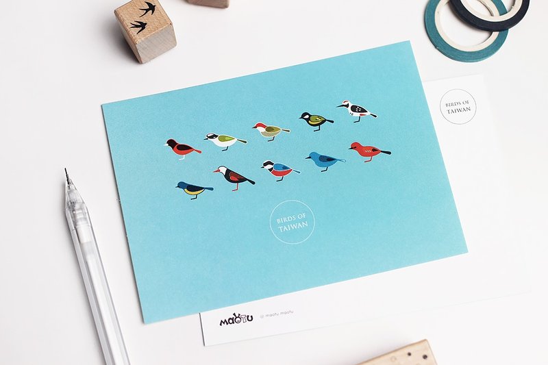 Maotu - Birds of Taiwan 明信片 - 卡片/明信片 - 纸 蓝色