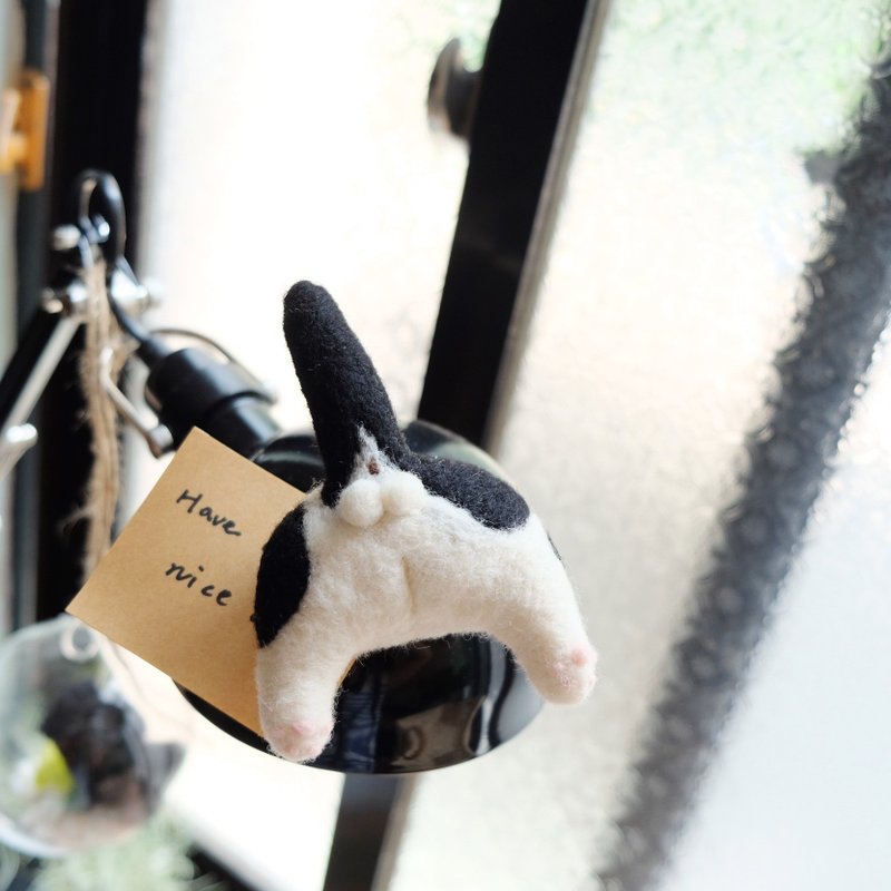 羊毛毡黑白奔驰猫咪屁屁磁铁/胸针－大款 - 冰箱贴/磁贴 - 羊毛 